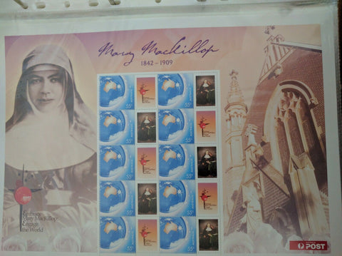 Australia SES 55c Souvenir Sheet - St Mary MacKillop 1842 - 1909