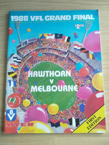 VFL 1988 Football Record Grand Final Melbourne v Hawthorn First Edition