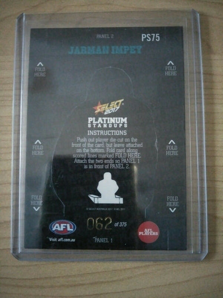2017 AFL Select Platinum Standups Jarman Impey Port Adelaide No. 62/375