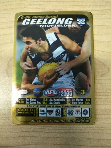 2005 Teamcoach Gold Premium Prize Card James (Jimmy) Bartel Geelong
