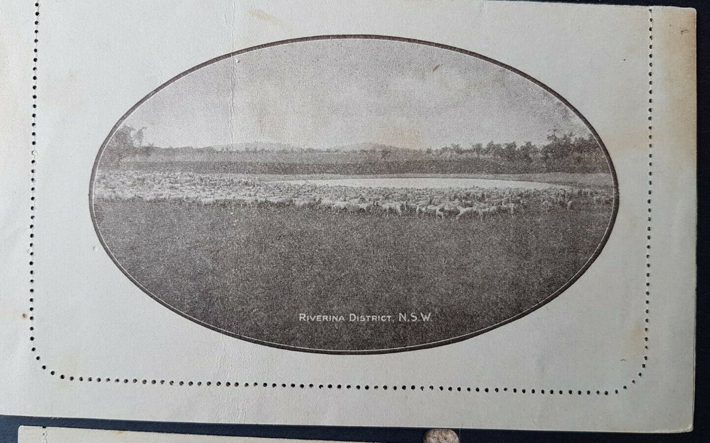 Australia Letter card 1d KGV Riverina District NSW sheep farm used with faults