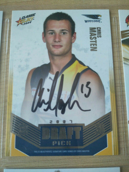 2008 Select Classic Draft Pick Platinum Signature Card Chris Masten West Coast