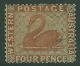 WA Western Australia Australian States SG 40 4d vermilion Swan birds Mint