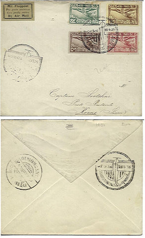 Thailand 1925 Airmail cover Uttara to Korat