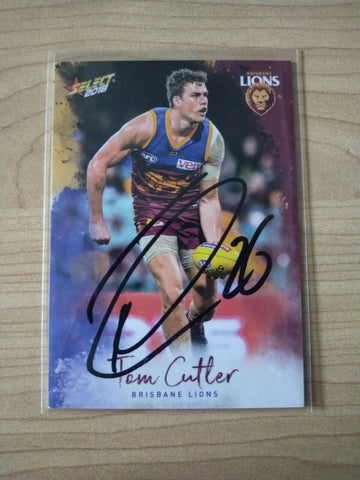 2018 Select Tom Cutler Brisbane Football Card Hand Signed