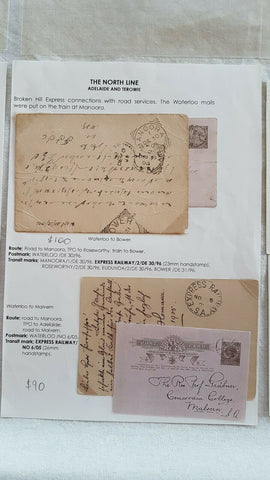 SA, Australian States, 2 covers carried by North train travelling post offices