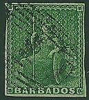 Barbados West Indies Caribbean (½d) green Britannia Queen Victoria SG 8 Used