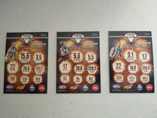 2020 Select Footy Stars Contested Beast North Melbourne Team Set Of 3 Cards