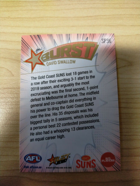 2020 Select Footy Stars Explosion Star Burst GC Suns David Swallow