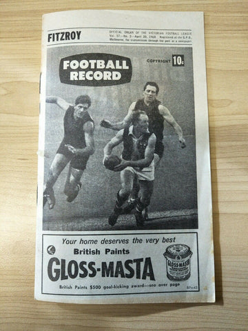 VFL 1968 April 20 Football Record Fitzroy v Collingwood