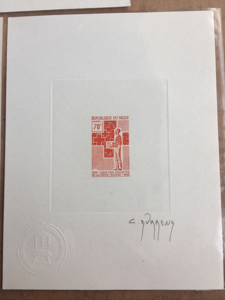 Niger 1969 Red Cross Set Signed Artist Die Proofs Different Colours SG 319/21