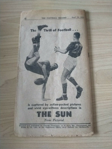 VFL 1952 September 13 Football Record 2nd Semi Final Geelong v Collingwood
