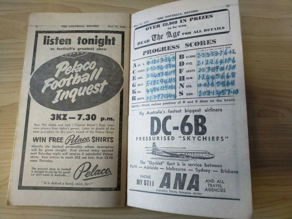 VFL 1955 May 21 Football Record Collingwood v Essendon
