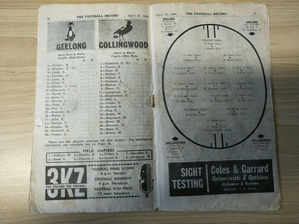 VFL 1964 April 25 Football Record Geelong v Collingwood