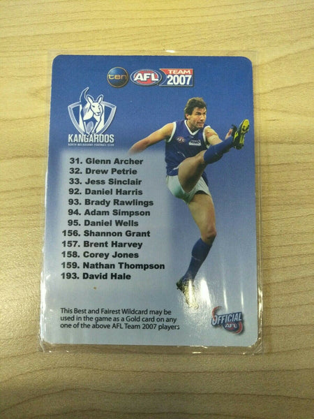 2007 Teamcoach Gold Best And Fairest Nathan Thompson North Melbourne