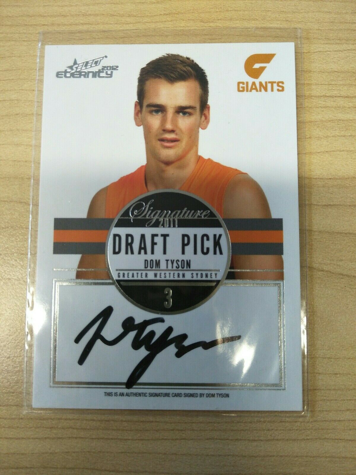 2012 Select Eternity Draft Pick Signature Dom Tyson GWS No. 149/300