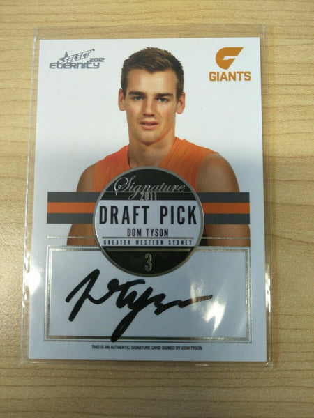 2012 Select Eternity Draft Pick Signature Dom Tyson GWS No. 149/300