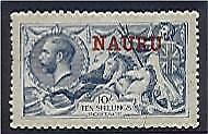 Nauru overprinted on Great Britain 10s pale blue seahorse SG 23  VFU