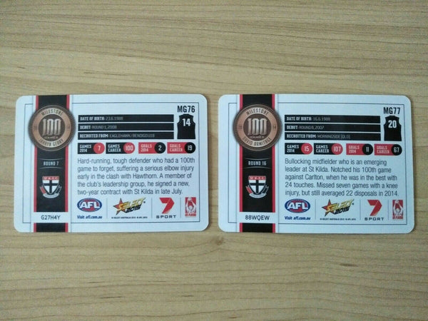 2015 Select Milestones St Kilda Saints Team Set MG76-77
