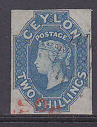 Ceylon Queen Victoria SG12 2/- blue expertised by Brun and others Superb Used