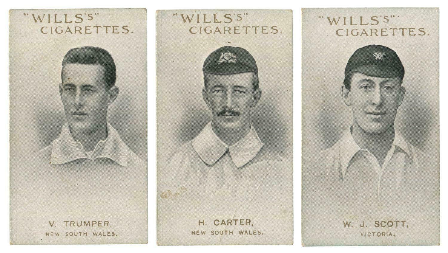 W.D. & H.O. WILLS: 1911 "PROMINENT AUSTRALIAN & ENGLISH CRICKETERS" ALMOST COMPL