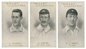 W.D. & H.O. WILLS: 1911 "PROMINENT AUSTRALIAN & ENGLISH CRICKETERS" ALMOST COMPL