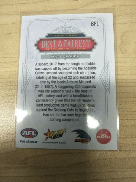 2018 Select Footy Stars Best & Fairest Matt Crouch Adelaide Crows