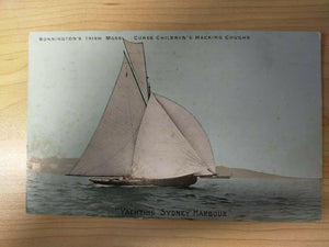 Australia 1909 Vintage Postcard Bonnington's Irish Moss Yachting Sydney Harbour