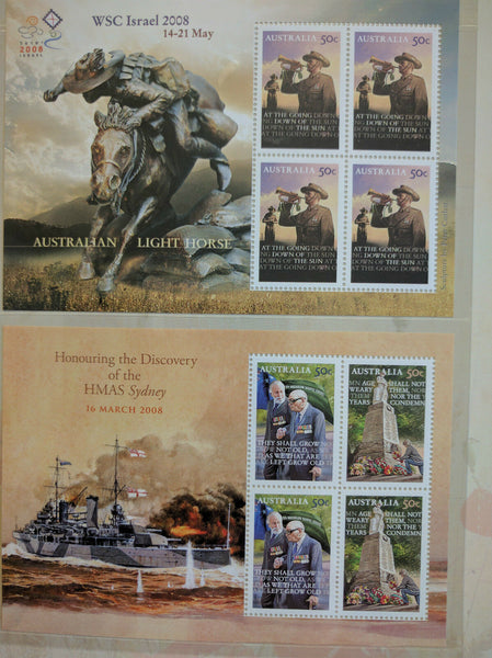 Australia Post Australia and War 4 Minature Sheet Pack