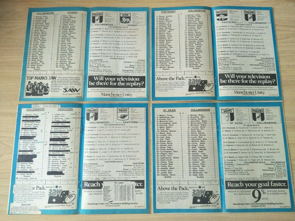 Lot Of 1984 VFL Football Records Collingwood Games x 22