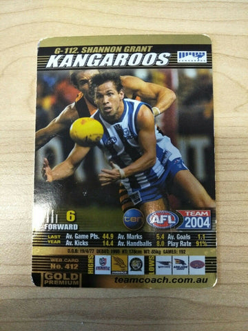 2004 Teamcoach Gold Premium Prize Card Shannon Grant North Melbourne