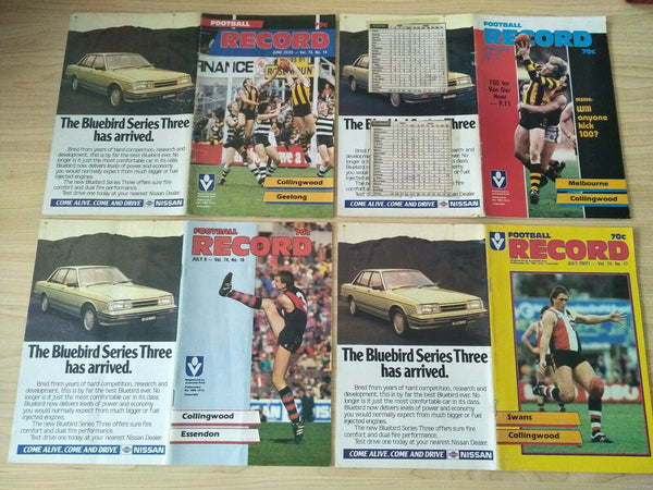 Lot Of 1985 VFL Football Records Collingwood Games x 22