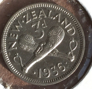 New Zealand 1936 Silver Threepenny 3d Extremely Fine Condition