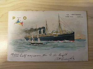 Australia 1907 Vintage "P&O Cruises S.S. Britannia" Ship Postcard