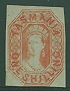 Tasmania Australian States SG 41 1/- Vermilion Chalon wmk Mint no gum