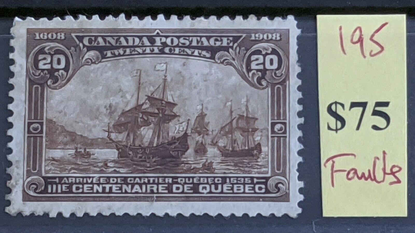 Canada 1908 20c SG 195 Mint Stamp