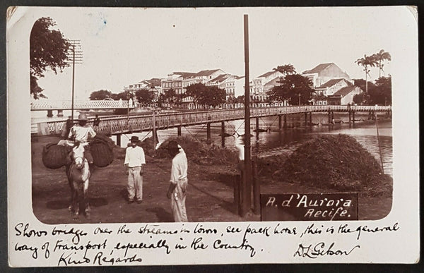 Brazil postcard from Queensland Bingera Plantation to famous Melbourne family