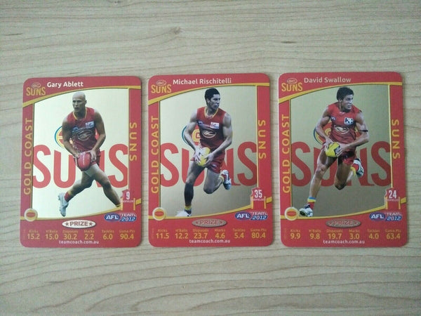 2012 Teamcoach Prize Card Team Set Gold Coast - Ablett, Rischitelli, Swallow