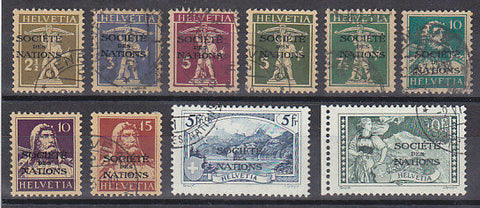 League of Nations, United Nations, Switzerland  Michel 26-35 Used