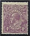 Australia KGV SG 64b 4d violet with Thin "FOUR PENCE"  MLH Stamp