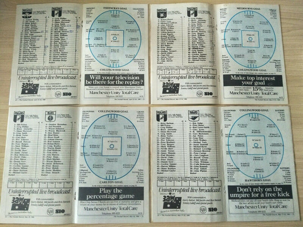 Lot Of 1986 VFL Football Records Collingwood Games x 22