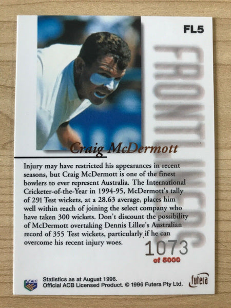 Futera Frontliners First Day Issue Cricket Card 96 Craig McDermott #1073 Of 8000