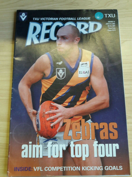 TIC Victorian Football League Footy Record Round 13 July 5th-6th 2003 Zebras Aim