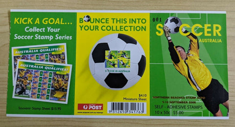 Soccer In Australia 50c Self Adhesive Stamp Booklet Expo Overprinted 001