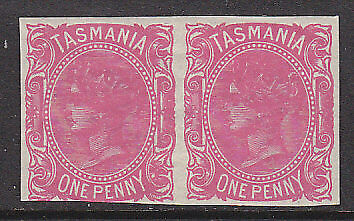 Tasmania Australian States SG 164a 1d red side face Imperforate error pair Mint