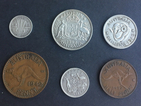 Australia 1942 Pre Decimal 6 Coin Set  IDEAL BIRTHDAY GIFT