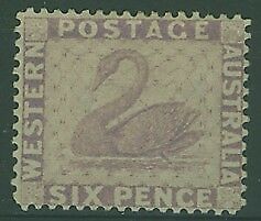 WA Western Australia Australian States SG 79  6d reddish lilac Swan birds MLH