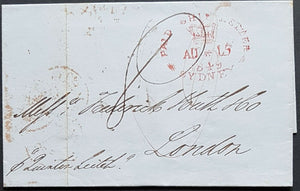 NSW Pre stamp ship letter Sydney Au 15 1849 to London 3 De 1849