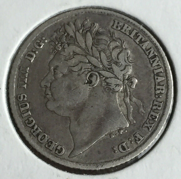 UK Great Britain 1824 King George IV Silver 6d Sixpence Coin