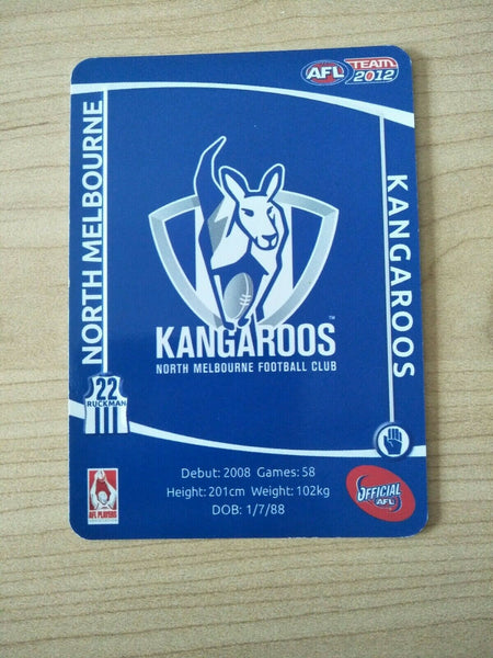 2012 AFL Teamcoach Prize Card Todd Goldstein North Melbourne
